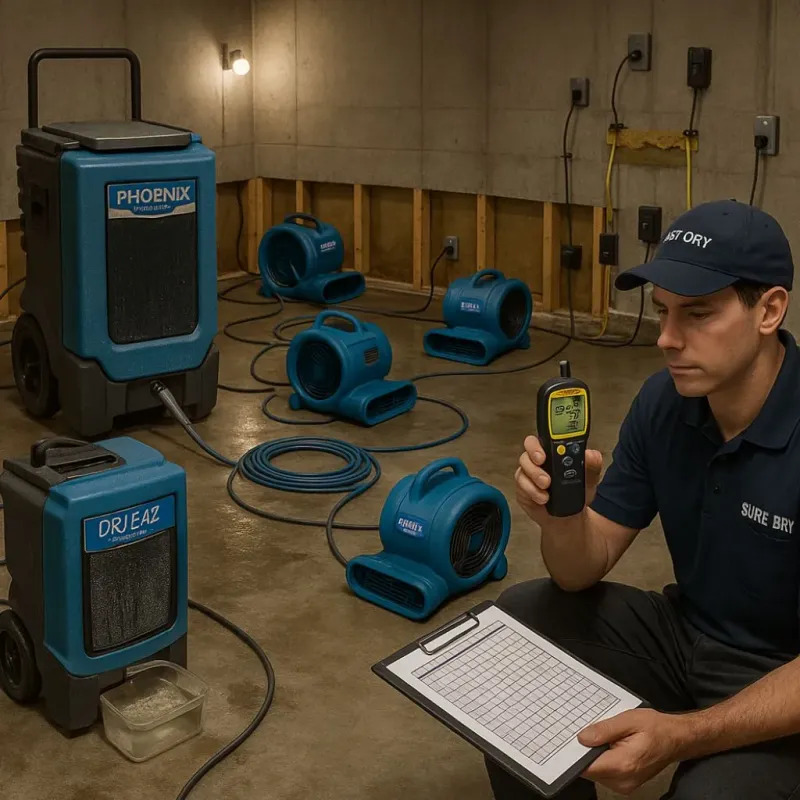 Structural Drying and Dehumidification process in Addison, WI